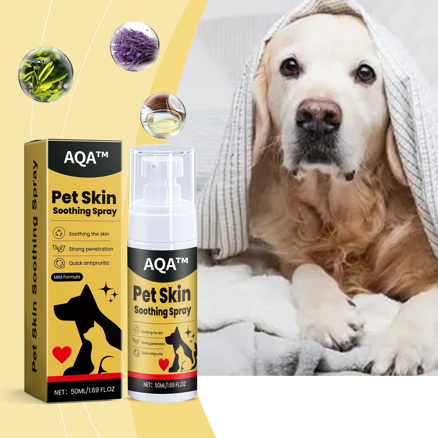 Pet Skin Spray for Dogs & Cats - Natural Soothing Spray for Clean, Soft Skin and Itch Relief
